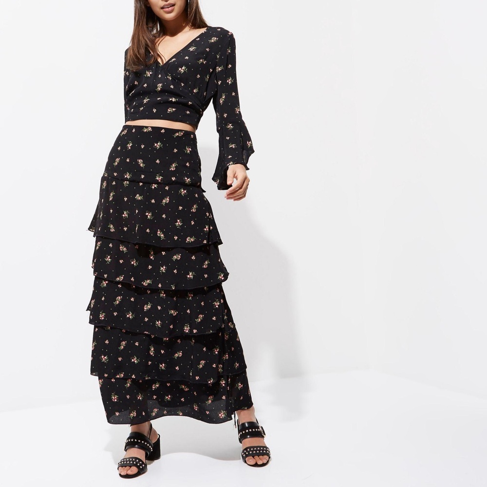 River Island Floral Crop Top and Skirt Set